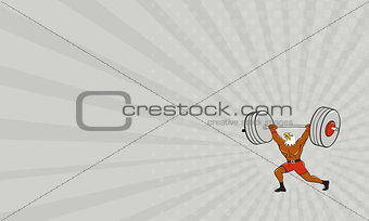 Business card Bald Eagle Weightlifter Lifting Barbell Cartoon