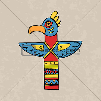 Colorful indian bird totem