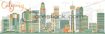Abstract Calgary skyline with Color buildings. 