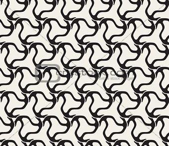 Vector Seamless Black and White Swirl Triangle Line Pattern