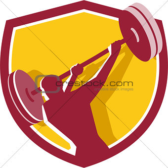 Weightlifter Swinging Barbell Rear Crest Retro