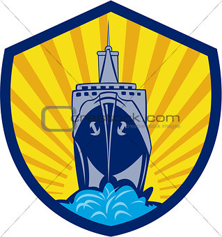 Passenger Ship Cargo Boat Crest Cartoon