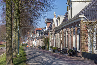 Traditional dutch houses at the bolwerk of Dokkum