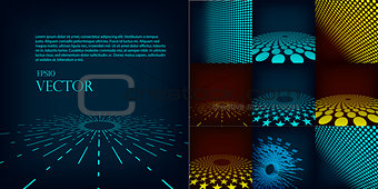 Set of ten abstract digital vector background template made with gradient and circles. Include