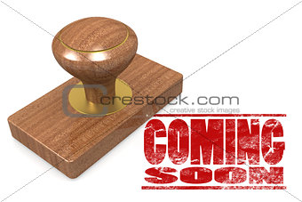 Coming soon wooded seal stamp