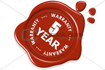 Five year warranty seal isolated on white background