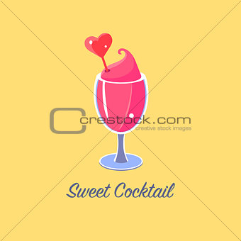 Pink Cocktail In Wine Glass