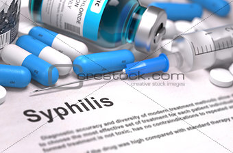 Syphilis Diagnosis. Medical Concept. Composition of Medicaments.