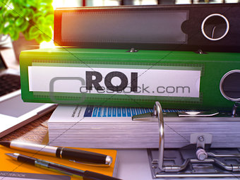 Green Office Folder with Inscription ROI.
