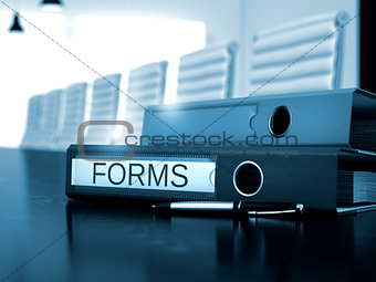 Forms on Binder. Blurred Image.