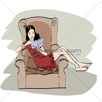girl at home reading a book