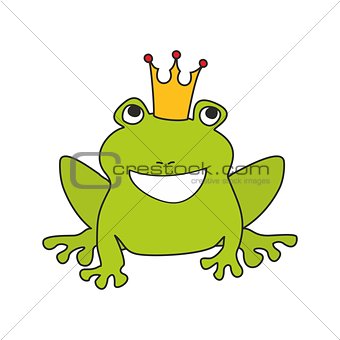 Frog with crown vector isolated on white background
