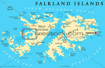 Falkland Island Political Map