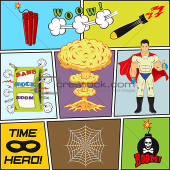 Set of Retro Comic Book Vector Design elements