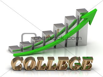 COLLEGE- inscription of gold letters and Graphic growth 