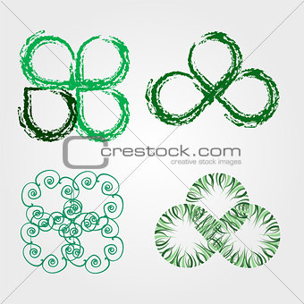 Beautiful green leaves stylized with organic lines