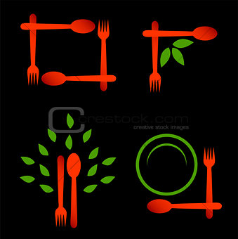 Set of logos for organic cuisine