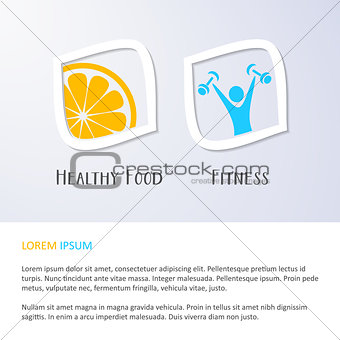 Healthy food and fitness symbols