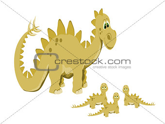Dinosaur with three babies