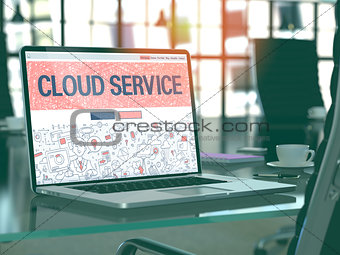 Laptop Screen with Cloud Service Concept.