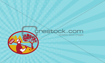 Business card Cleaner Pandanus Tree Coast Oval Retro
