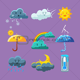 Childish Weather Icon Set