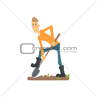 Skinny Farmer Digging The Ground