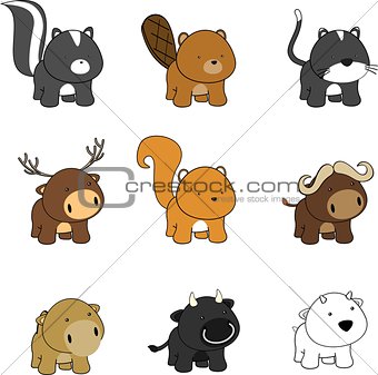 cute baby animals cartoon set pack