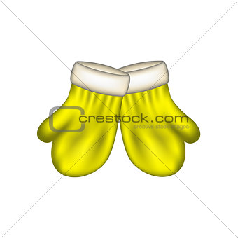 Winter mittens in yellow design