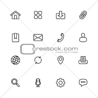 black line simple web icon set