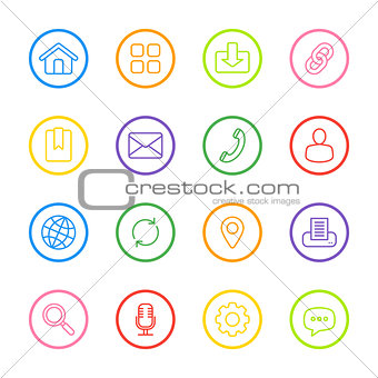 colorful line web icon set with circle frame