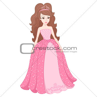 Magnificent princess in gentle pink dress with spangles