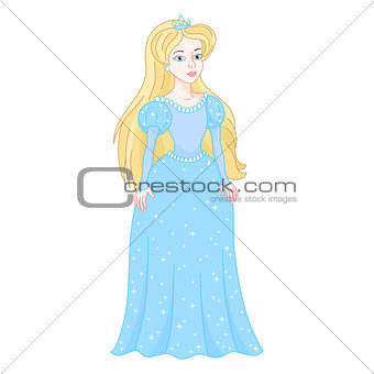 Gentle princess in shine cyan dress