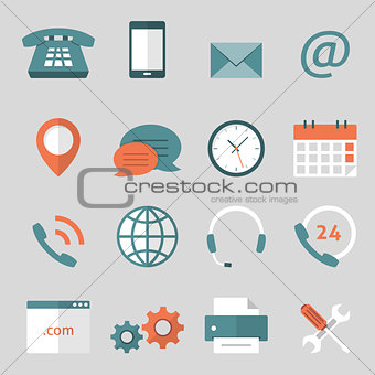 Contact us flat icons