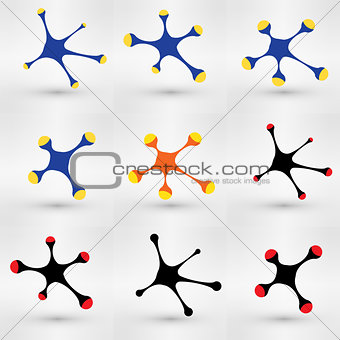 Vector illustration background set of communication graphic concept. Design composition dedicated to integrated company system structure and teamwork.  Editable logo geometry.
