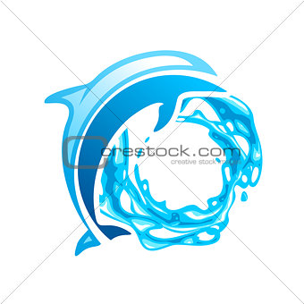 Dolphin vector emblem