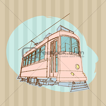 Old Tram Illustration