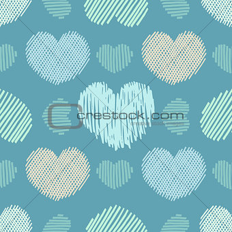 Doodle hearts seamless pattern