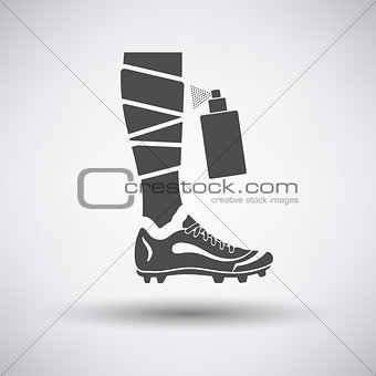 Soccer bandaged leg with aerosol anesthetic icon
