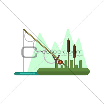 Fishing Rod Dipped In Water Illustration