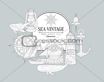 Sea Themed Vintage Sketch