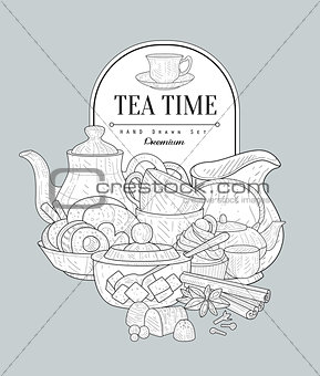 Tea Time Vintage Sketch