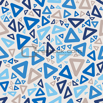 Vector Seamless Blue Colors Jumble Rounded Triangle Geometric Retro Pattern