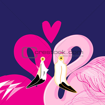 pink flamingos in love