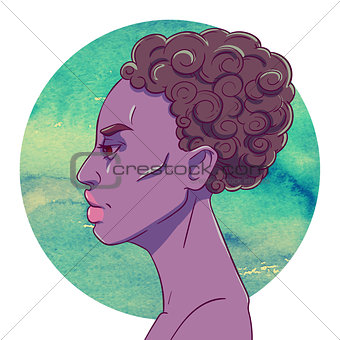 Portrait of serious African American girl with short hair