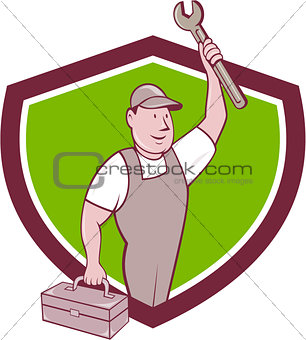 Mechanic Wrench Toolbox Crest Cartoon