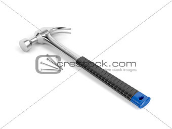 Claw hammer and nails