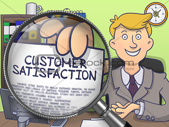 Customer Satisfaction through Magnifying Glass. Doodle Concept.