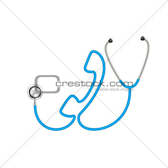 Stethoscope in shape of telephone in blue design