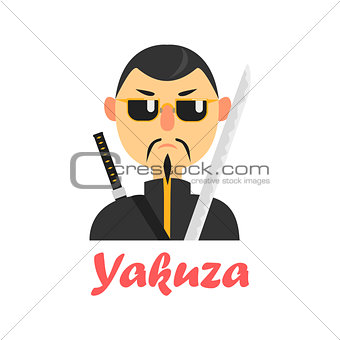Japaneese Yakuza Cartoon Style Icon